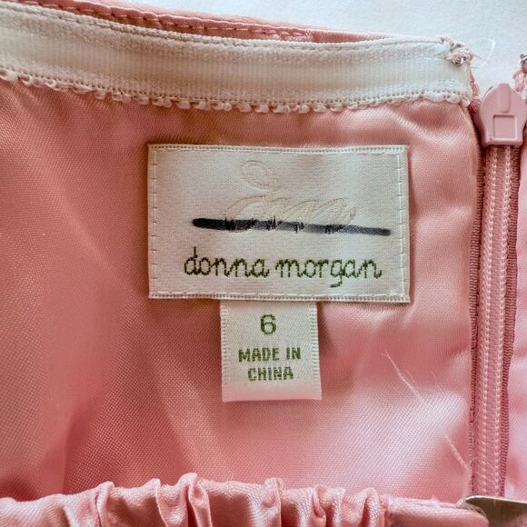 Donna Morgan Bridesmaids 100% Silk Chiffon Sweetheart Strapless Dress in Pink 6 - Picture 5 of 10